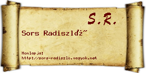 Sors Radiszló névjegykártya